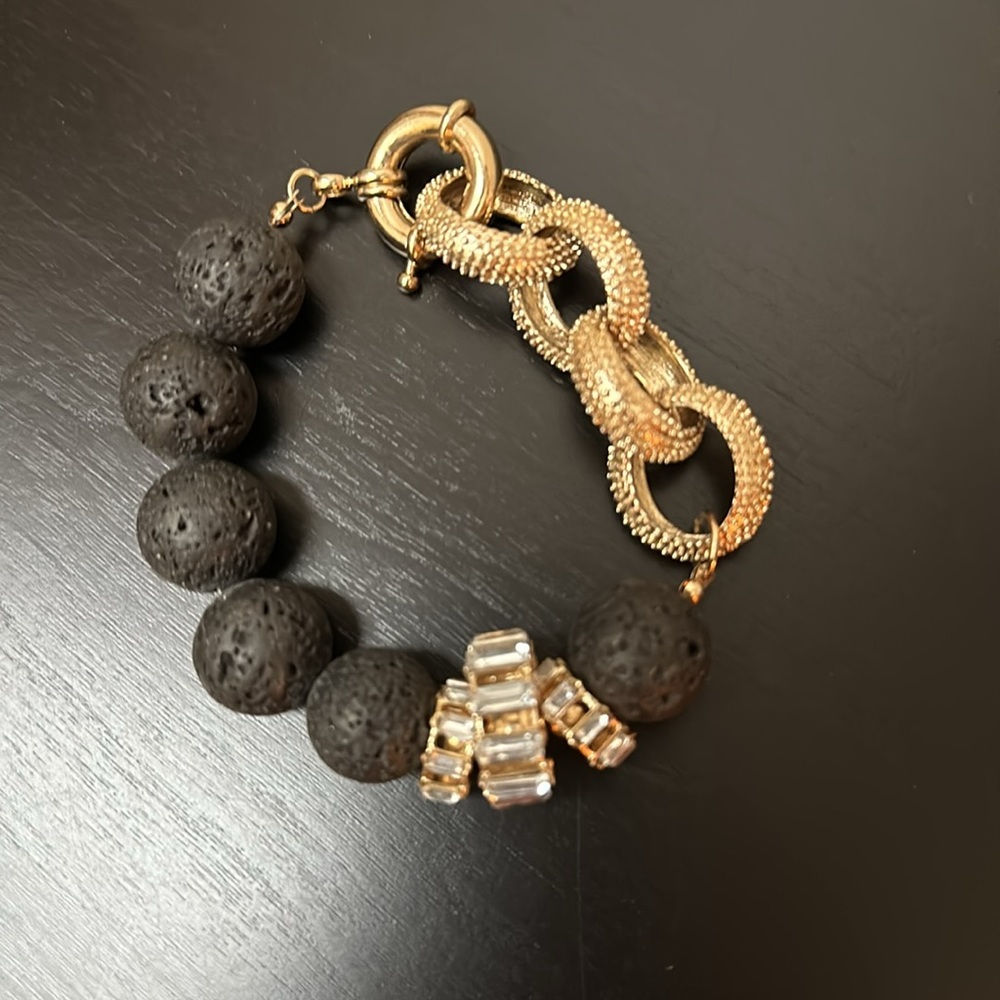 Unique lava rock bling Bracelet